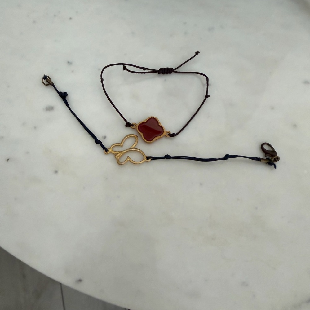 Gold-Tone and Red Clover Bracelet - Women Jewelry